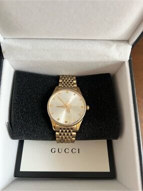 Gucci Gold-Tone Bee Motif Bracelet Watch with Silver Dial
